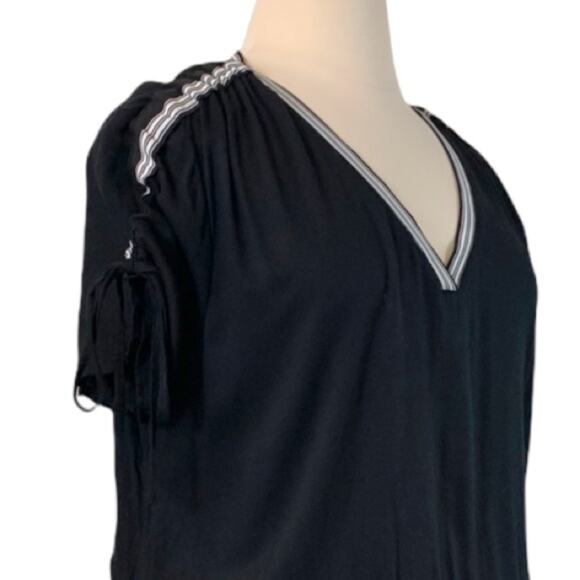 Project Runway Black White Trim Sporty V Neck Romper Women's Size 0X Plus - Picture 6 of 11